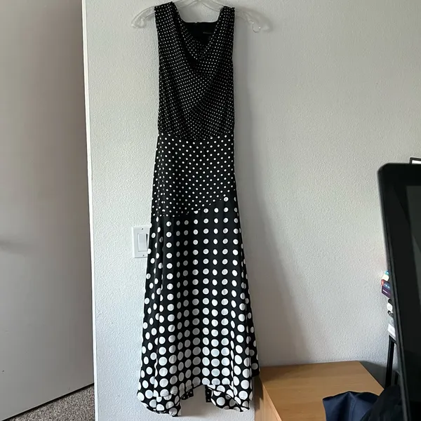 {Banana Republic} Brand New Cowl Neck Sleeveless Polka Dot Midi Dress - Image 8