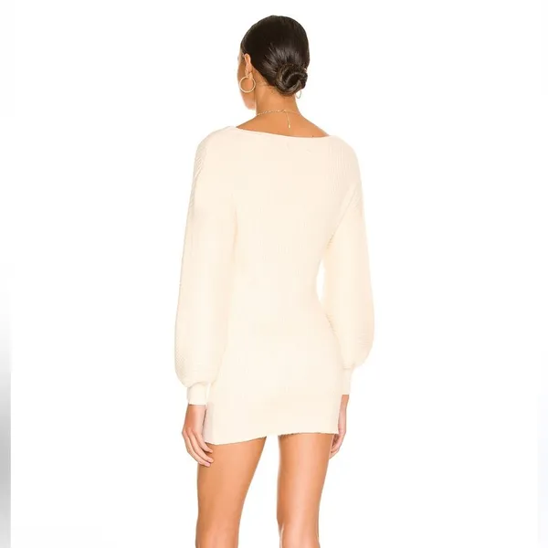 Majorelle Riley Tunic Sweater Ivory ribbed blouson sleeves knit Revolve As Is - Image 2