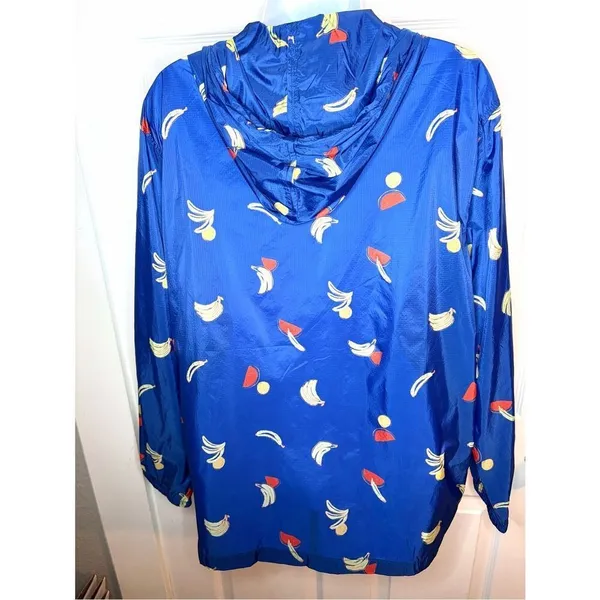 Modcloth Royal Blue Mind At Breeze Windbreaker Nylon Rain Jacket Fruit M - Image 9