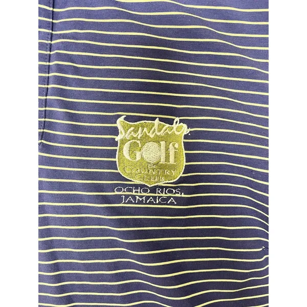 Nike Dri-Fit Golf Short Sleeve Polo Shirt Women’s Size Med Purple Yellow Stripe - Image 2