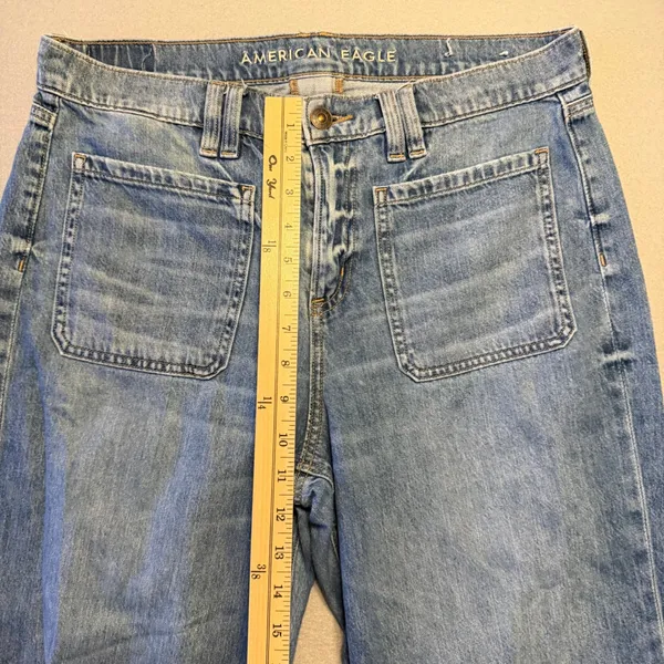 American Eagle 90s Wide Leg Patch Pocket Denim Jeans Blue Women Size 10 Regular - Image 6