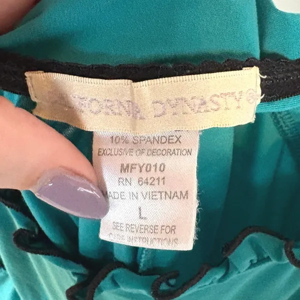 Y2K Babydoll Teal Mini Slip Dress Lolita Bows Ruffle Lingerie Kawaii Large - Image 9