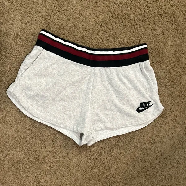 Nike Terrycloth Shorts Gray Black Red Side Stripe Women’s Size Medium - Image 2