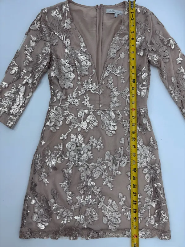 Lovers + Friends Blush Sequin Floral V-Neck Mini Dress - Image 7