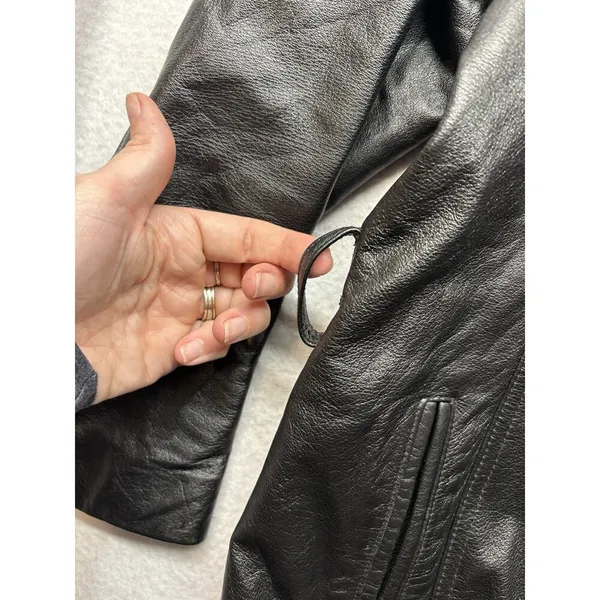 Wilsons Women's XL Black Leather Button Up Jacket Blazer Style Grunge 90s Y2K - Image 7