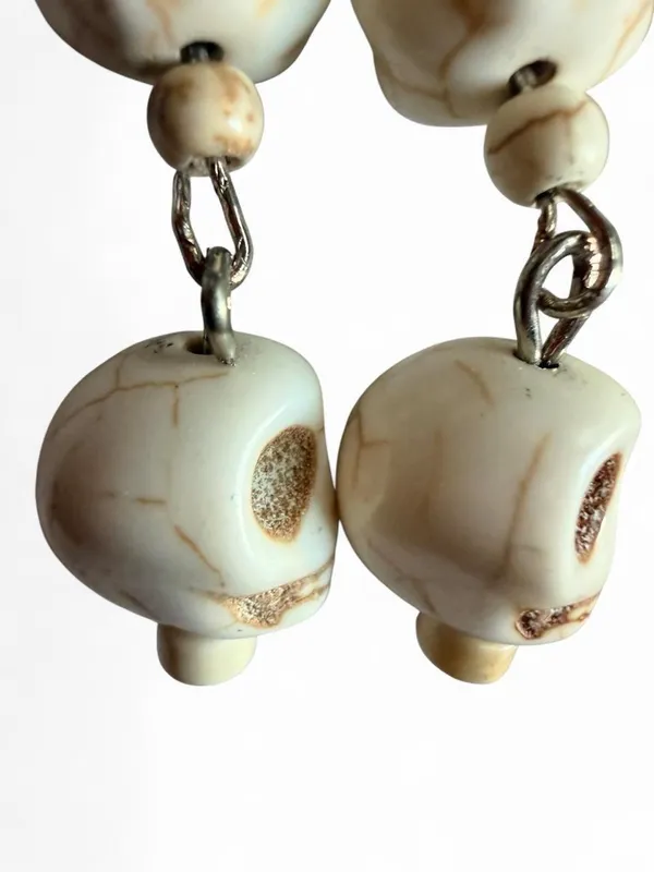 Handmade Off-White Skull Howlite Style Earrings 💀 - Image 3