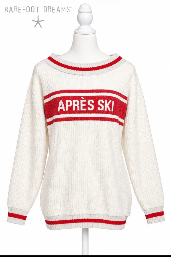 Barefoot Dreams Après Ski Cozy Pullover Sweater Cream Red Size 2 - Image 2