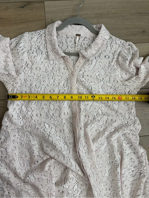 Free People Heather Lace Boho Romantic Long Sleeve Tunic Champagne Dream M - Image 8