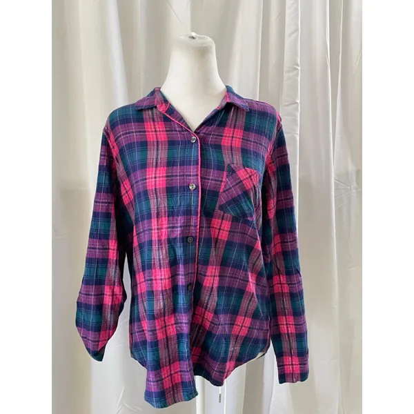 Women's Victoria's Secret Plaid Pajama Top M Pink Purple - Image 2