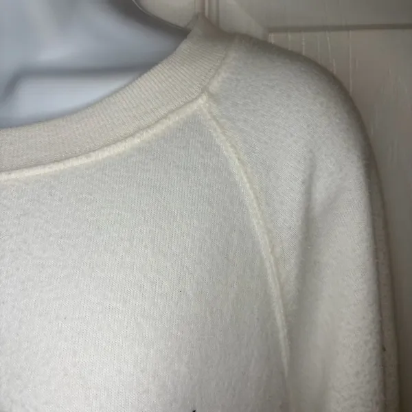 Red Dress Boutique Z Supply Happy Graphic Print Sweatshirt Ivory White Crew Neck Lightweight M - Image 4
