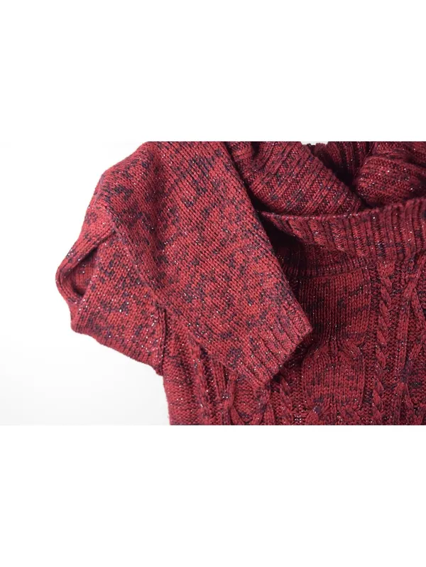 Relativity Marled Cable Knit Sweater Dress Asymmetric Button Cowl Neck XL - Image 3