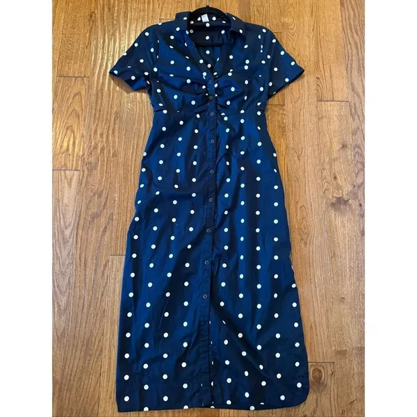 Old Navy polka dot cutout side midi dress size small - Image 5