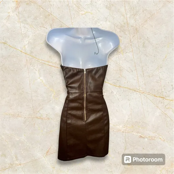 REVOLVE; ASTR THE LABEL Carmen Strapless Faux Leather Mini Dress Size Small - Image 6