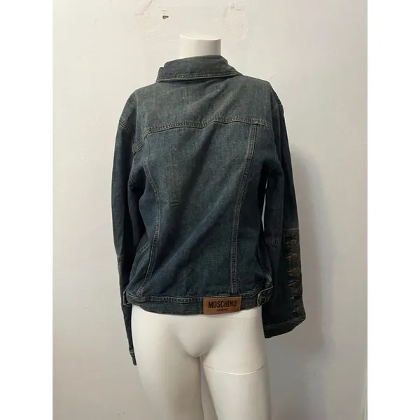 Vtg Moschino Womens Denim Jacket 12 Grunge Steampunk Alternative Western Luxury - Image 2