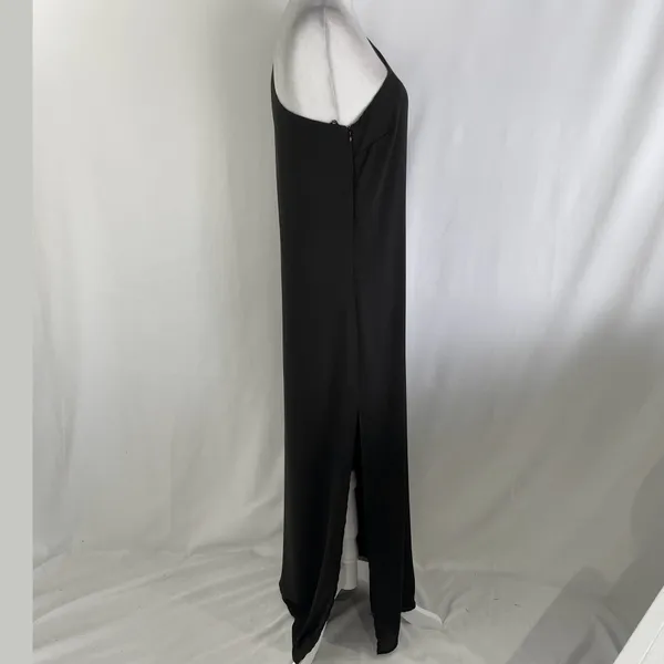 New Krisa One Sleeve Maxi One Shoulder Long Sleeve Side Slit Dress Black Size XS - Image 10