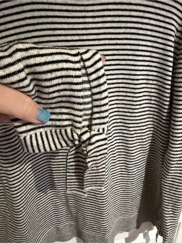 LOFT Women's Black & White Striped Long-Sleeve Tee - Image 4