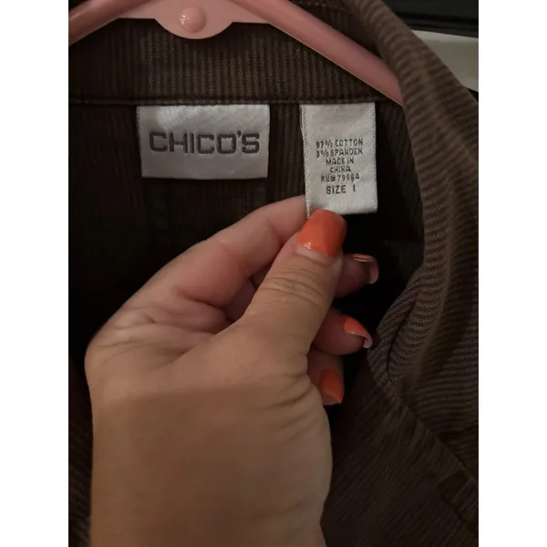 Chico's Jacket Brown Button Front Pockets Blazer Size‎ 1 - Image 2