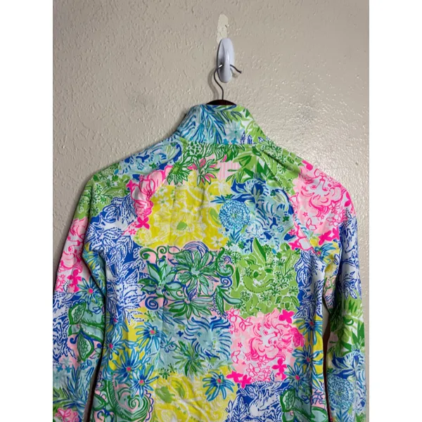 Lily Pulitzer Skipper Popover size XXS Multicolor Floral Half Zip Pullover Top - Image 8