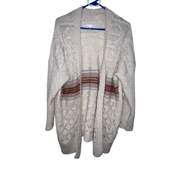 Anthropologie Pilcro Jemma Cable-Knit Open Cardigan Women Size XS/S Beige‎ Wool - Image 3