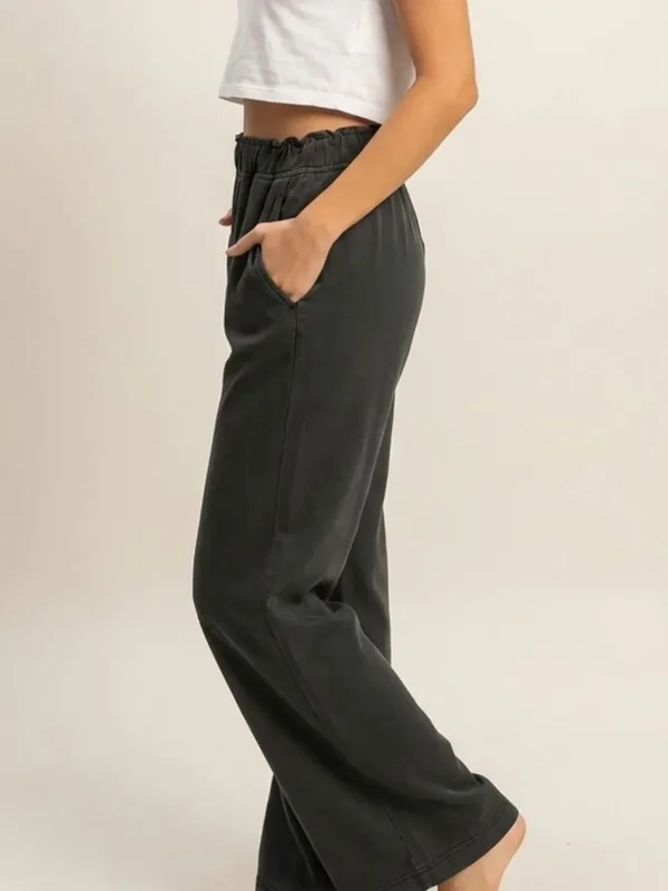NEW Double Zero Black 100% Cotton Wide Leg Flare Pants – Medium - Image 6