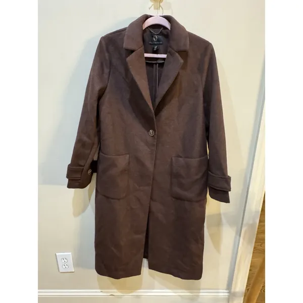 House of Harlow 1960 brown long wool-blend coat Size Medium Overcoat - Image 3