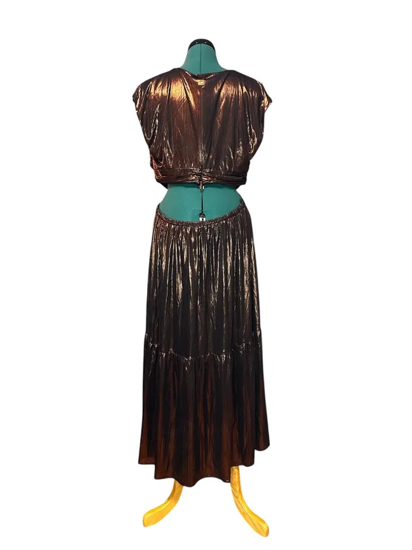 Sugarlips Marbella Bronze Metallic Cut Out Midi Dress XL - Image 8