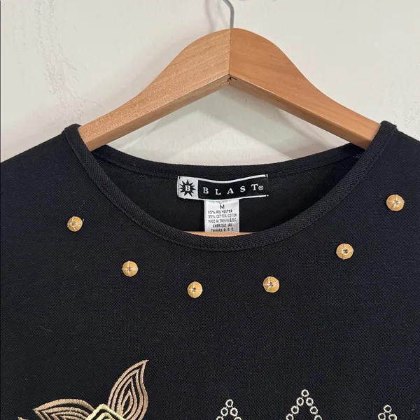 Vintage Blast Morocco Embroidered Short Sleeve Pique T-Shirt Gold Accents size M - Image 4