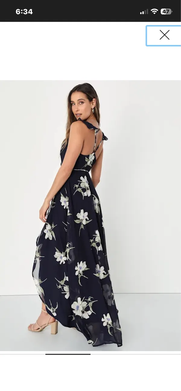 Lulu’s navy floral wrap maxi dress - Image 2