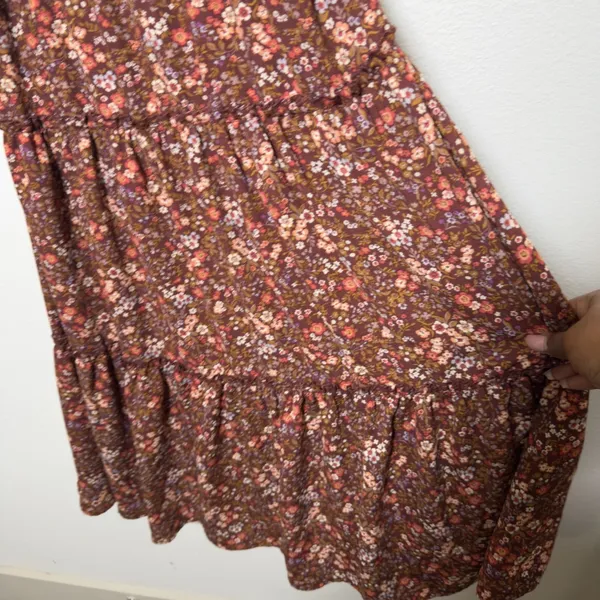 Trixxi Women Forest Fairy Maxi Dress Large Brown Floral Babydoll Cottagecore Boh - Image 6