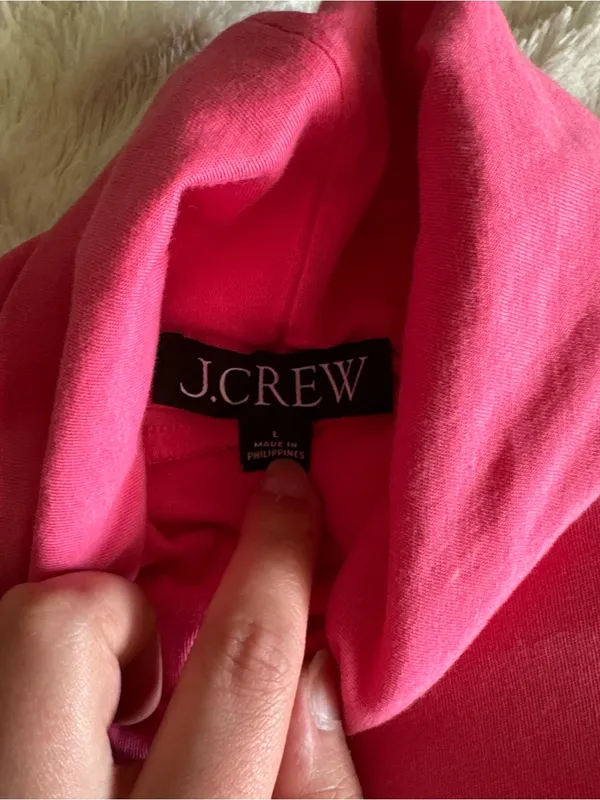 J.Crew Women's Bright Pink Fuchsia Tissue Turtleneck Cotton Long Sleeve Preppy - Image 3