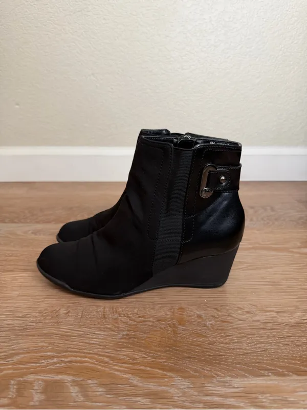 Anne Klein Sport Women's Black Comfort Zip Wedge Ankle Bootie, Size 6M - Image 2