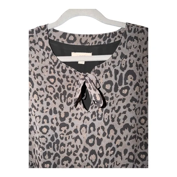 Loft Gray/Black Leopard‎ Print Babydoll Dress, Medium - Image 4