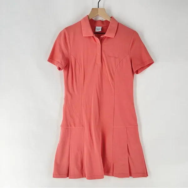 Outdoor Voices Coral Stretch Cotton Short Sleeve Pleated Mini Polo‎ Tennis Dress - Image 2
