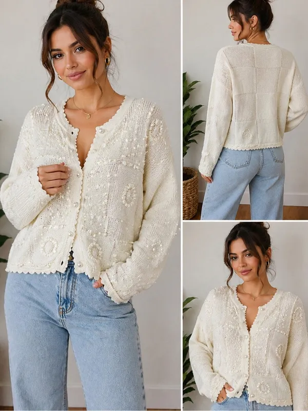 Cream Textured Button - Image 2