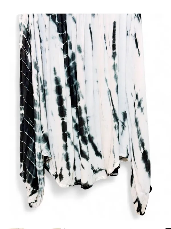 Elan Woman’s Boho White/Black Tie Dye Cold Shoulder Peek-A-Boo Blouse Top Size M - Image 11