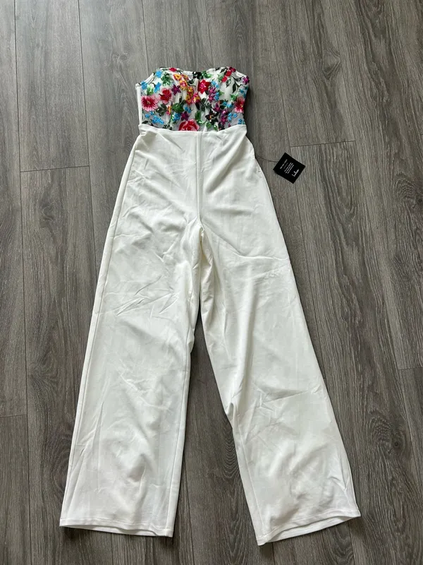 New Lulus Remarkable Energy White Floral Embroidered Strapless Jumpsuit MSRP $99 - Image 5