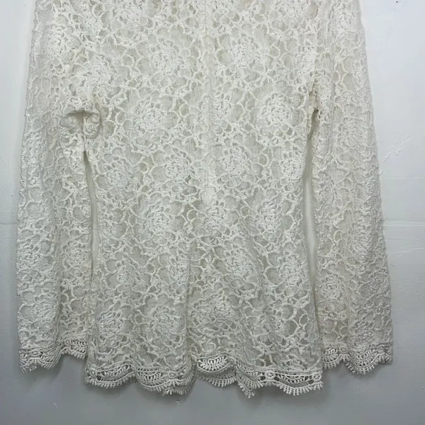 Umgee Lace Top Womens Scalloped Hem Boho Top Size Small Ivory White - Image 8