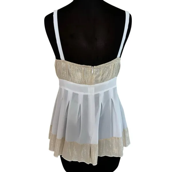 Cache Metallic Silk Ruched Cami Top New Sheer Illusion Empire Waist NWT $118 - Image 6