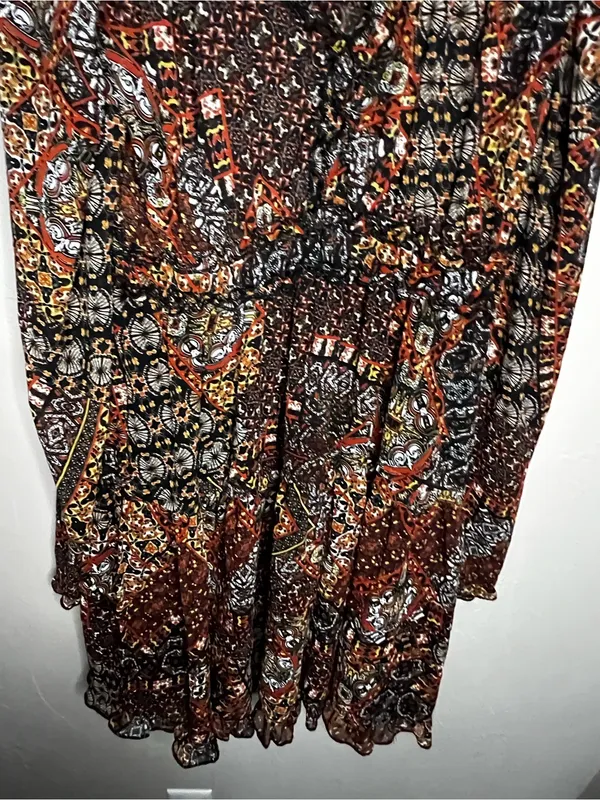 Miss Me Chiffon Patchwork Prairie Earth Tiered Ruffle Boho Cowgirl‎ Mini Dress - Image 4
