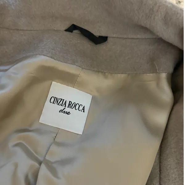 Cinzia Rocca Tan Wool Coat Size 6 - Image 4