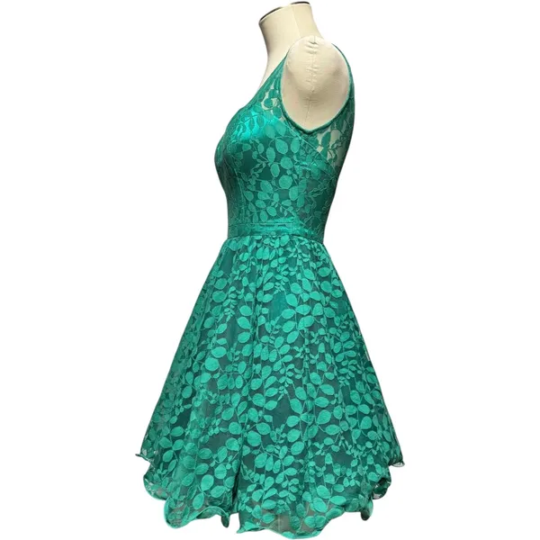 Chi Chi London Sleeveless Fit & Flare Mini Cocktail Dress Green 6 - Image 2