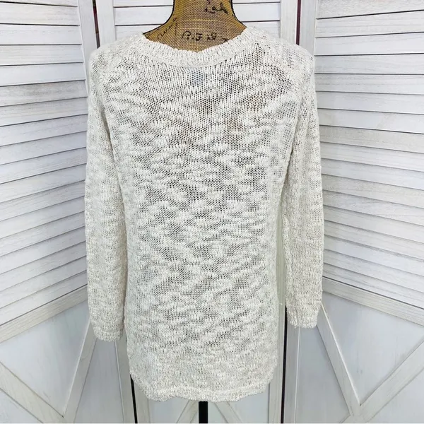 Aerie by AEO Happy Winter Open Weave‎ Sweater Tan Pink Medium Pullover - Image 5