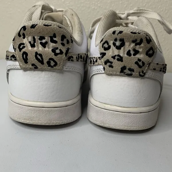 Nike Court Vision Low Womens Sz 9 White Desert Leopard Swoosh Shoes Sneakers - Image 7