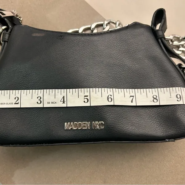 Madden NYC Elegant Black Bag with Gold Zipper-preowned - Image 3