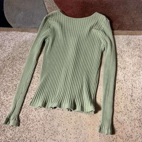 Dip‎ Organic Cotton Minimalist Ribbed Cardigan Layering Button Front Top XL - Image 7