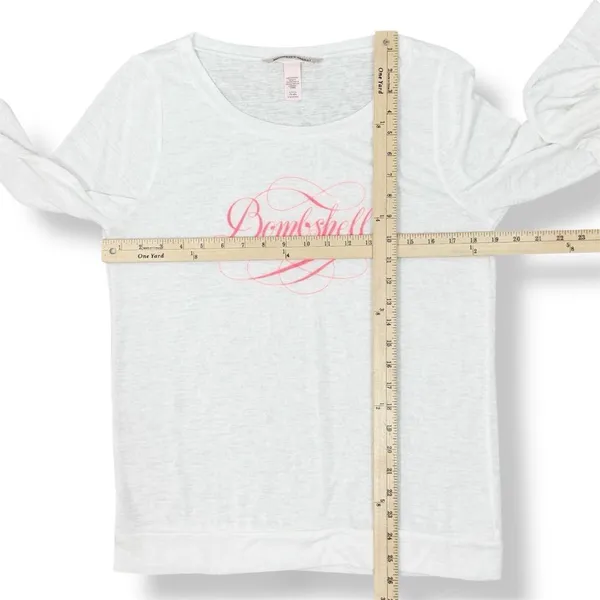 Victoria’s Secret Bombshell Burnout Slub Knit Long Sleeve Tee Shirt White‎ Small - Image 13