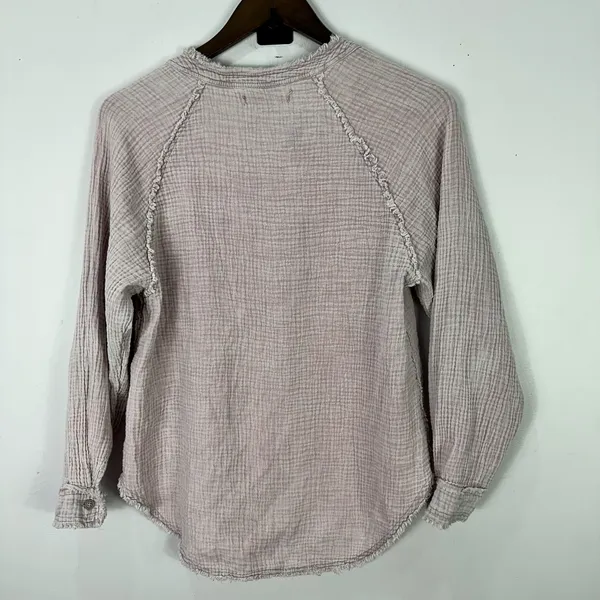 Zara Cotton Gauze Shirt 13-14‎ Pink Button Down Blouse Cottagecore Boho Casual - Image 2