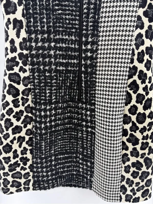 Alice and Olivia Clyde in Black & White Patchwork A-line Mini Shift Dress sz 4 - Image 9