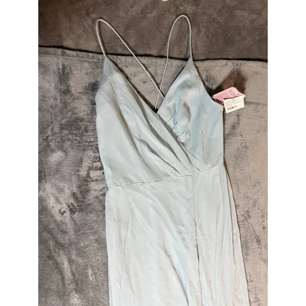 NWT Thread‎ Dessy CRISS CROSS BACK MERMAID WRAP DRESS Blue MIST SZ 6R Gown Dress - Image 7