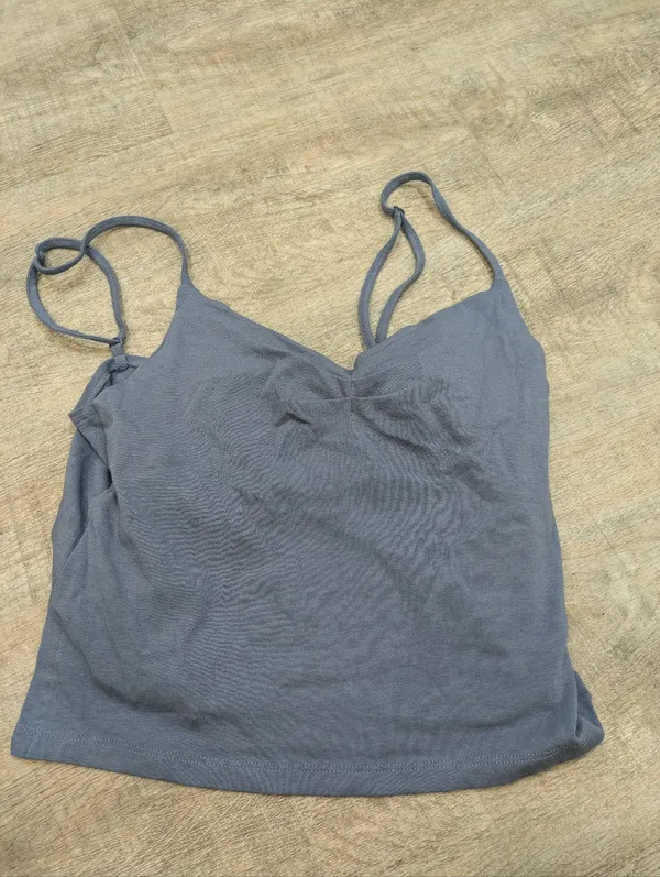 NWT Subdued Blue Spaghetti Strap Ruched Top Size M Size M - Image 2